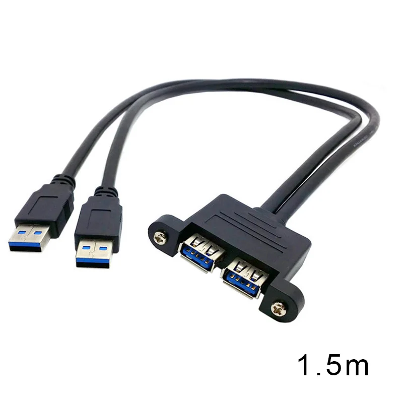 Двойной USB 3,0 папа к женскому удлинительному кабелю с отверстием для крепления винта для домашнего офиса FKU66