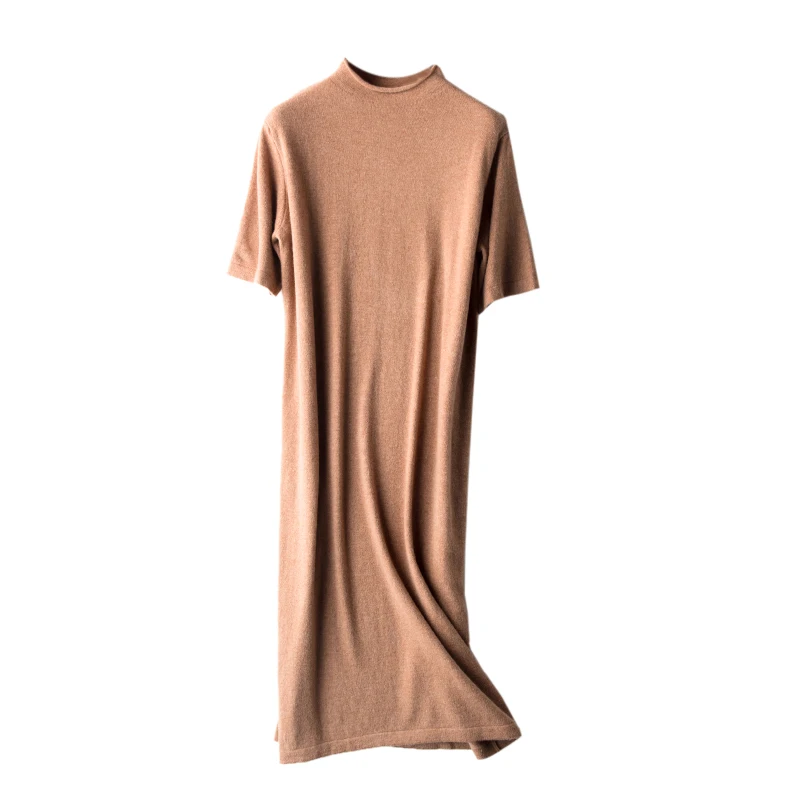 High-End Cashmere Women Casual Long Knees Dresses