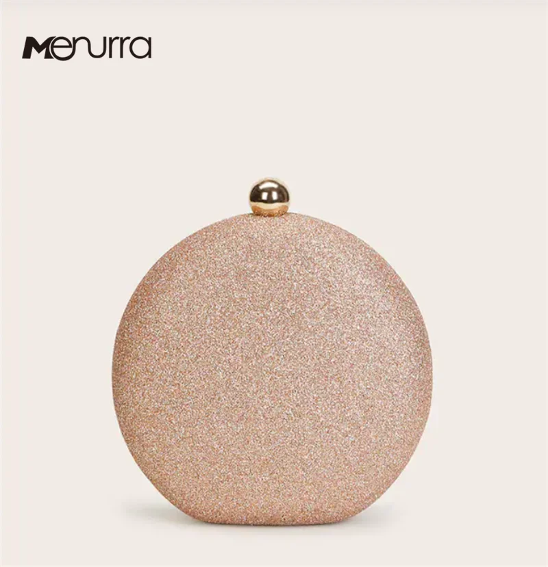 

Womens Evening Bag Round Rhinestone Crystal Clutch Purse Ring Handle Handbag For Weddng Prom Party