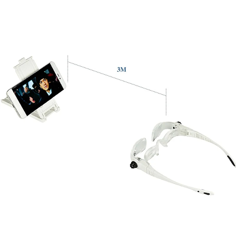 Headband 4.0X Bracket TV Glasses Magnifier Loupe Goggles Magnifying Glass with Phone Holder Glasses Case
