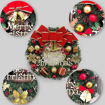 

30cm Christmas Wreath Artificial Wreath Door Hanging Gift Box Bell Decorative Wreath Creative Wreath Scene Layout Christmas Deco