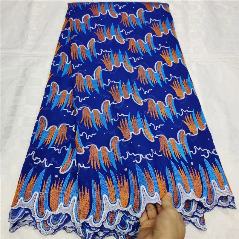 

5 yard Swiss lace fabric 2019 latest heavy beaded embroidery African cotton fabrics Swiss voile lace popular Dubai style LX09068