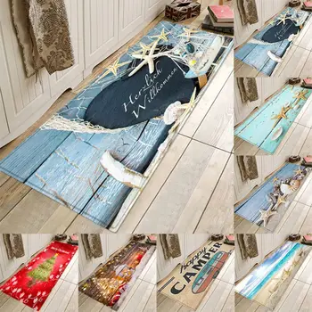 

60x180CM Kitchen Rug Anti Skid Mat for Kitchen Floor Long Door Mat Christmas Style Kitchen Rug Non-Slip Bedroom Mats 2020