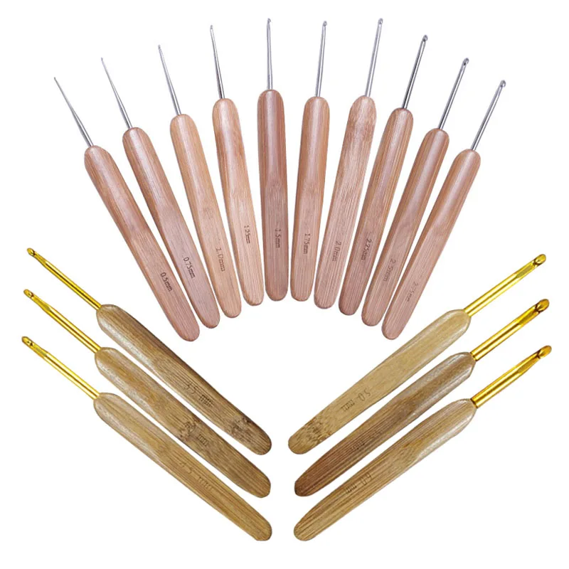 Aluminum Crochet Hooks Set Bamboo Crochet Hooks Set Aluminum Sewing
