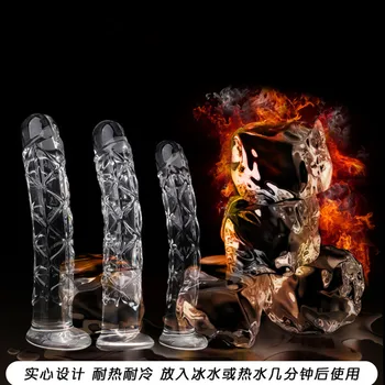 3 size Crystal Big Glass Dildo Realistic Penis Artificial Anal Dildo G-spot Stimulate Female Masturbates Glass Dildos for Women 3