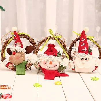 

New Christmas decoration articles Christmas decoration wreath doll rattan ring Christmas tree pendant window dressing prop wreat