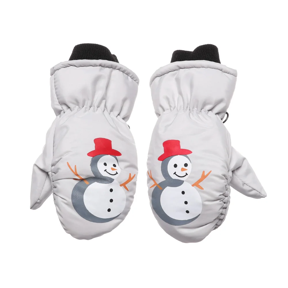 1 пара зимних лыжных перчаток для детей от 0 до 5 лет вязаные варежки водонепроницаемые Нескользящие перчатки с рисунком снеговика аксессуары для мальчиков и девочек