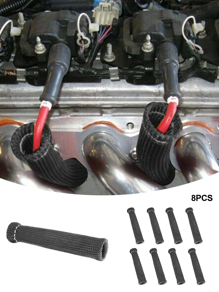 8Pcs/1Pc 1200℉ Spark Plug Wire Boots Protector Sleeve Heat Shield Cover For LS1/LS2 Car Auto