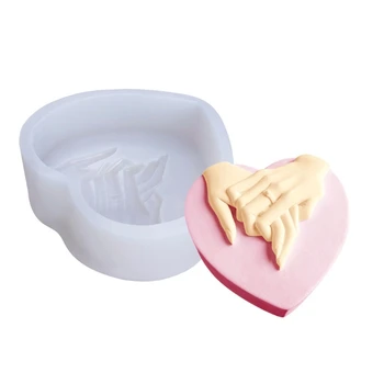

Super Large Cake Heat Base Mold Love Mousse Cake Mold Tray Hand in Hand Love Silicone Baking Pan Food Grade Fondant Mold