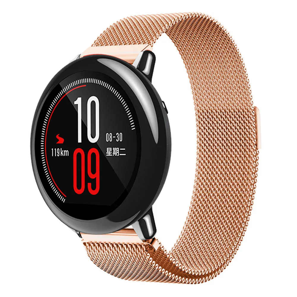 22 мм металлический ремешок из нержавеющей стали для Xiaomi Huami Amazfit Pace браслет ремешок Миланская петля магнитные ремни для Amazfit Stratos 2