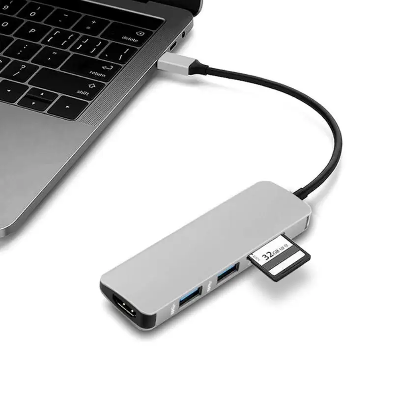 Прочный 5 в 1 TYPE-C концентратор к USB3.0 HDMI TF карта тонкий дизайн многофункциональная карта памяти Расширение Док-станция