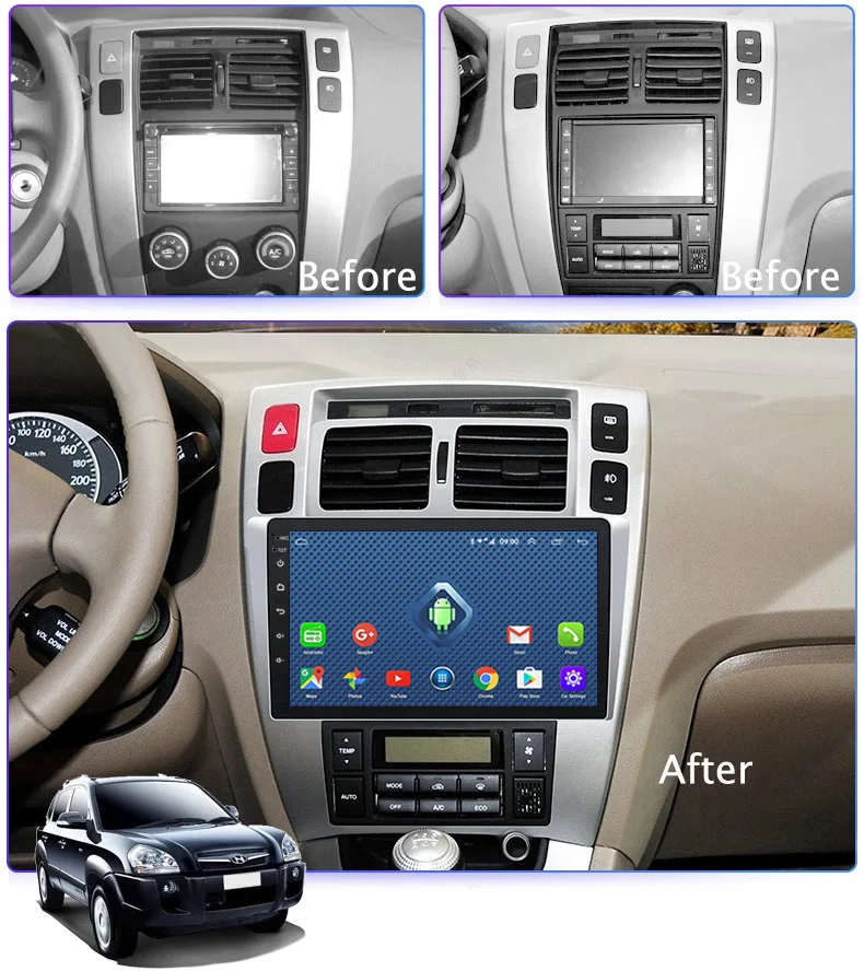 Sale 4G Lte All Netcom 2.5D HD 9 INCH Android 8.0 Car radio Multimedia player For Hyundai Tucson 2006-2013 GPS Navigation 1