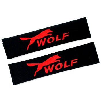 

2PCS Car Safety Belt embroidery pattern covers seat belt case for Ford focus 2 2006 focus 3 Fiesta EcoSport ESCORT wolf