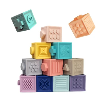 

Baby Grasp Toy Silicone Building Blocks 3D Touch Hand Soft Balls Baby Massage Rubber Teethers Squeeze Toy Bath ball Toys