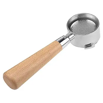 

Coffee Machine Handle Coffee Machine Bottomless Stainless Steel 51Mm Two Ears Detachable Household Solid Wood Handle