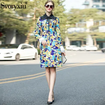 

Svoryxiu Designer Brand Spring Summer Camouflage Print Dress Women's Elegant Dresses Female Vestdios