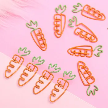 

5Pcs/lot Creative Kawaii Carrot Shaped Metal Paper Clip Bookmark Stationery Notes Letter Paper Clip Office Supplies Kids Gift