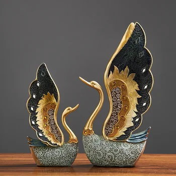 

EUROPEAN RESIN COUPLE SWAN ORNAMENT HOME DECORATION CRAFTS WEDDING GIFT HOME DESK FIGURINES TV CABINET OFFICE STATUE ACCESSORIES