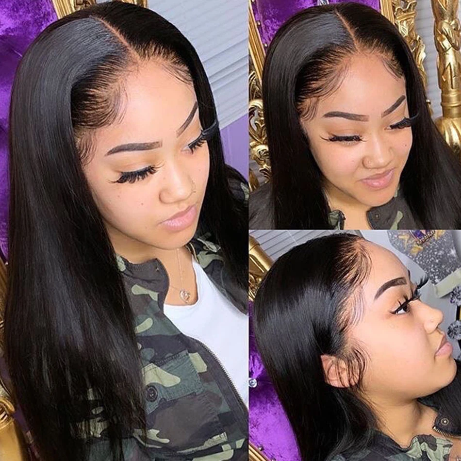 Bone Straight Human Hair Wig Transparent Lace Frontal Wigs    Brazilian Hair Wig Straight Lace Front Human Hair Wigs For Women
