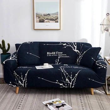 

Armchair L Shape Couch Cover Stretch Tree Pattern Navy Single Love Seater Sectional Corner Elastic Sofa Cover for Living Room
