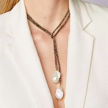 

Boho Baroque Natural Freshwater Pearl Necklace 3mm Crystal Beaded Women Necklace 2020 New Fashion Jewelry Manufacturer Wholesale