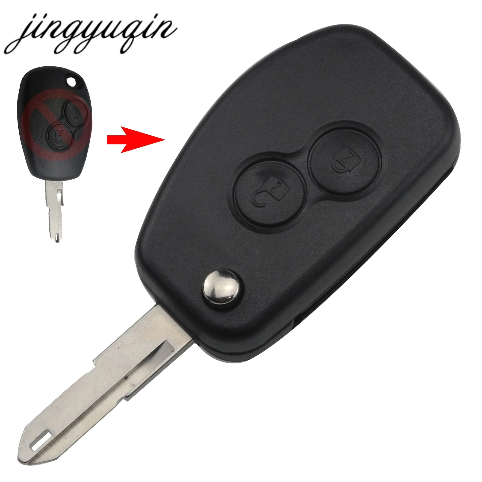 2 Кнопки Jingyuqin дистанционный флип-ключ оболочки чехол 2/3 BTN для Renault Duster Logan Fluence Clio Vivaro Master traffix Kangoo Megane laguna - Количество кнопок: 2 Кнопки