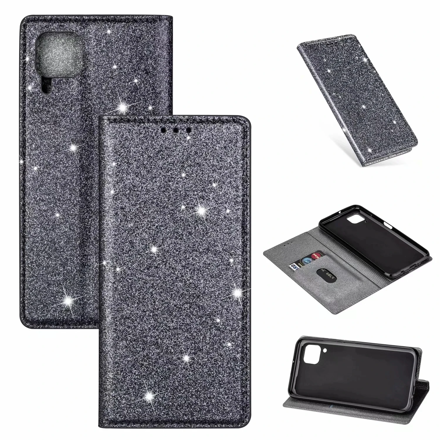 Custodia Glitter Bling per Huawei P20 P30 P40 Compagno 10 20 Pro Lite P Smart 2019 Y6 Y7 2019 Honor 8A Portafoglio di vibrazione Fonda Proteggi_voghion.com