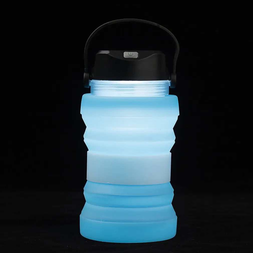 Outdoor Solar Charging Kettle Outdoor Camping Tent Creative Luminous Cup Outdoor Portable Folding Luminous Cup