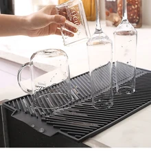 Prato quadrado de silicone esteira de secagem resistente ao calor de drenagem utensílios de mesa dishwaser almofada durável louça mesa esteira placemat