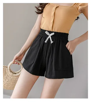 

Women's Shorts Hot Summer Casual Cotton Linen Shorts Plus Size Mid Waist Short Fashion Woman Streetwear Short Pants