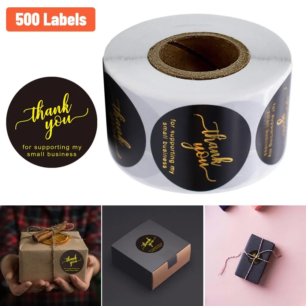 

1.5" Thank You for Supporting My Small Business Stickers Classy Retro Sticker for Bags Boxes Tissue Ideal for Crafters & Online