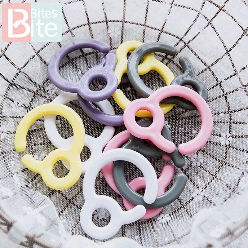 

Bite Bites 10PCS Baby Teether Toys Pacifier Hook Plastic Teething Plastic Teething Ring Links Baby Stroller Toys DIY Dummy Clips