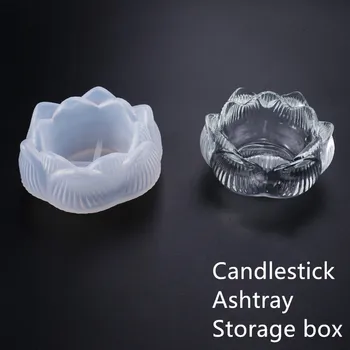 

SNASAN lotus candlestick Ashtray Storage box Resin Silicone Mould Ornaments DIY mould UV epoxy resin silicone mold jewelry make