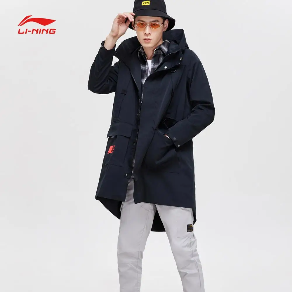 Li-Ning Мужская баскетбольная серия BAD FIVE, Длинная ветровка с капюшоном, свободный крой, подкладка из полиэстера, спортивные куртки AFDP041 CJFM19