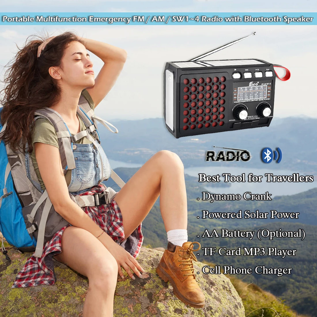 ~ 4, auto-falante, bluetooth, manivela solar, cartão