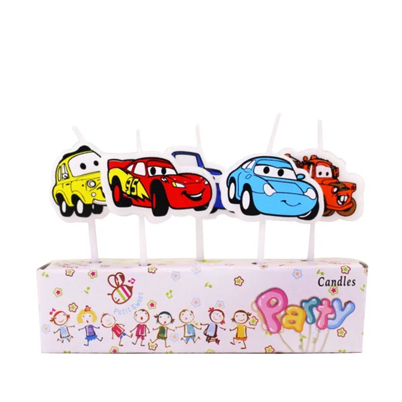 candle-5pcs Disney автомобили вечерние поставки детские украшения для детей мальчик набор disney автомобили день рождения тема воздушные шары Торт Топперы баннер чашки тарелки - Цвет: candle-5pcs