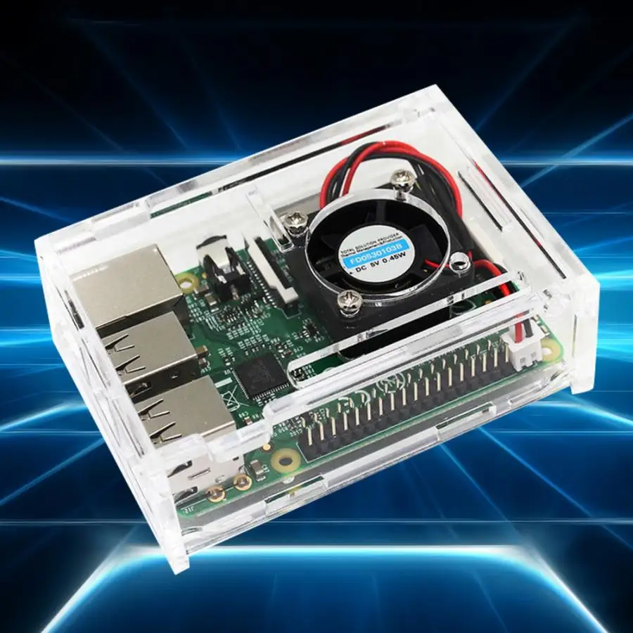 

power adapter Transparent Acrylic Case Cooler Fit for Raspberry Pi 3B+/3B/2B + for Raspberry Pi 3 Model B