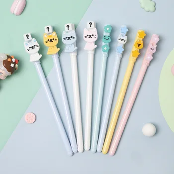 

4pcs/set of Gel Pen Kawaii Cartoon Cat Fruit Gel Pen Creative Student Stationery Signature Pen Black Super Cute 0.5mm Plastic