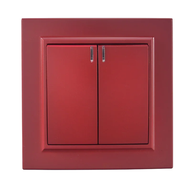 Light Switch 2 Gang 1 Way With Indicator European Standard