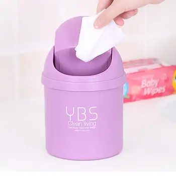 

Mini Waste Bin Desktop Home Garbage Basket Table Trash Can Swing with Lid Creative Office Household Mini Trash Can