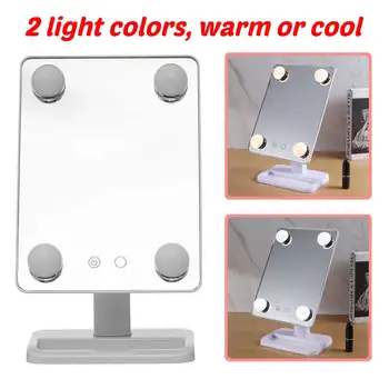 

LED Mirror Flexible Makeup Warm 2 types Light adjustable Mirror with Led Light Vanity Mirrors Cosmetic 4 bulbs