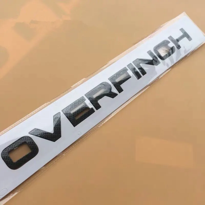 Хромированная черная карбоновая эмблема с буквами для Range Rover OVERFINCH, значок, автомобильный Стайлинг, переоборудование капота, задний багажник, Нижний Бампер, наклейка