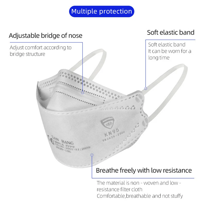 

20/50PCS 4 Ply KN95 Mask Disposable Protective Safety Masks Against Dust Mask Anti Pollution Non-Woven Mouth Mask