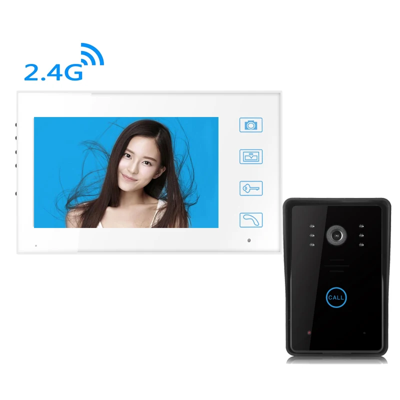 

7" TFT 2.4G Monitor Wireless Video Door Phone Intercom Doorbell Home Security Camera Monitor color speakerphone