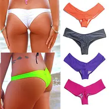 Женский Бразильский бикини V резинка для волос Butt Cheeky Thong Bottom пляжная одежда S-XL