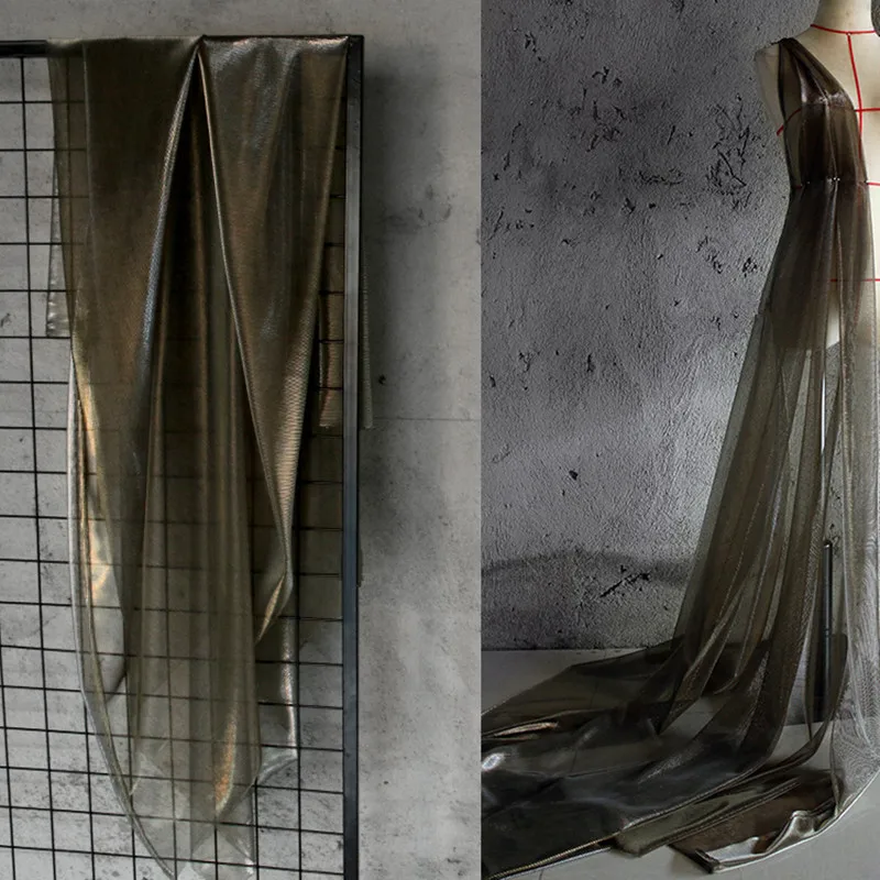 

90x150cm/piece Camouflage openwork fabric Perspective gradient mesh Dress color changing gold mesh designer fabric