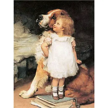 

5D full square Diamond Mosaic Girl and dog picture diy Diamond Painting Cross Stitch pattern Diamond Embroidery home decor G348