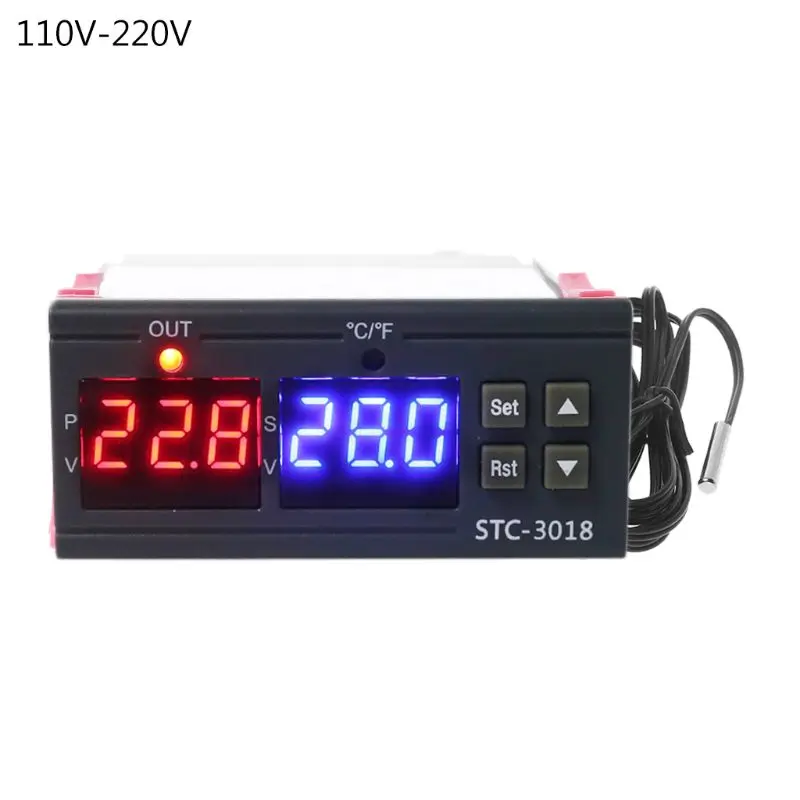 

AC 110V~220V Temperature Controller ℃ ℉ 10A Thermostat for Incubator Breeding
