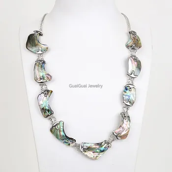 

GuaiGuai Jewelry natural 18x27MM Paua Abalone Shell Necklace Set