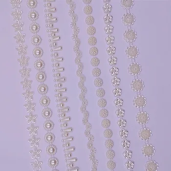 

1meter/2meter Sewing Trim Flat Back Ivory/White ABS Pearl Beads Chain For Wedding Party Decoration Jewelry Craft 26 designs